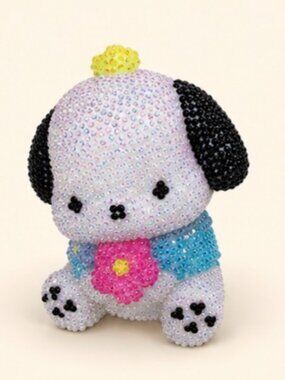 Handmade Beaded Dog Figurine • Kawaii Crystal Style Decor